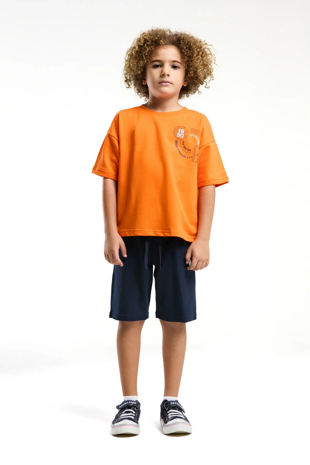 U.S. Polo Assn Erkek Çocuk Turuncu Bermuda Takım