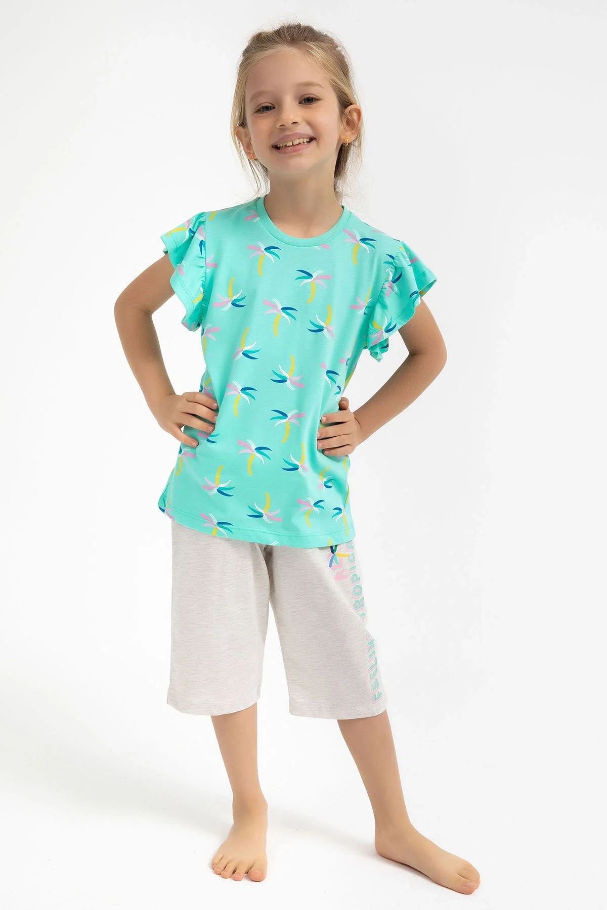 Rolypoly Kız Çocuk Mavi Kapri Takımı