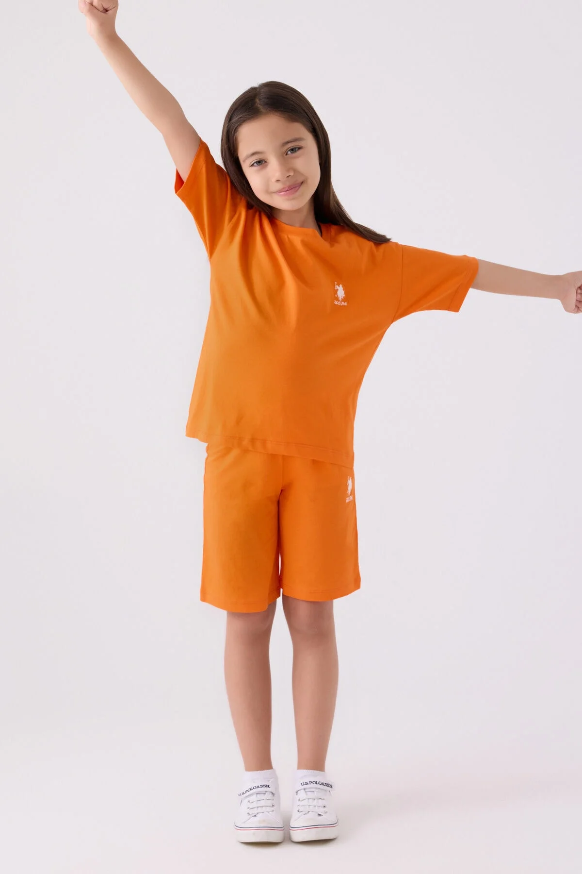 U.S. Polo Assn Kız Çocuk Turuncu Bermuda Takım