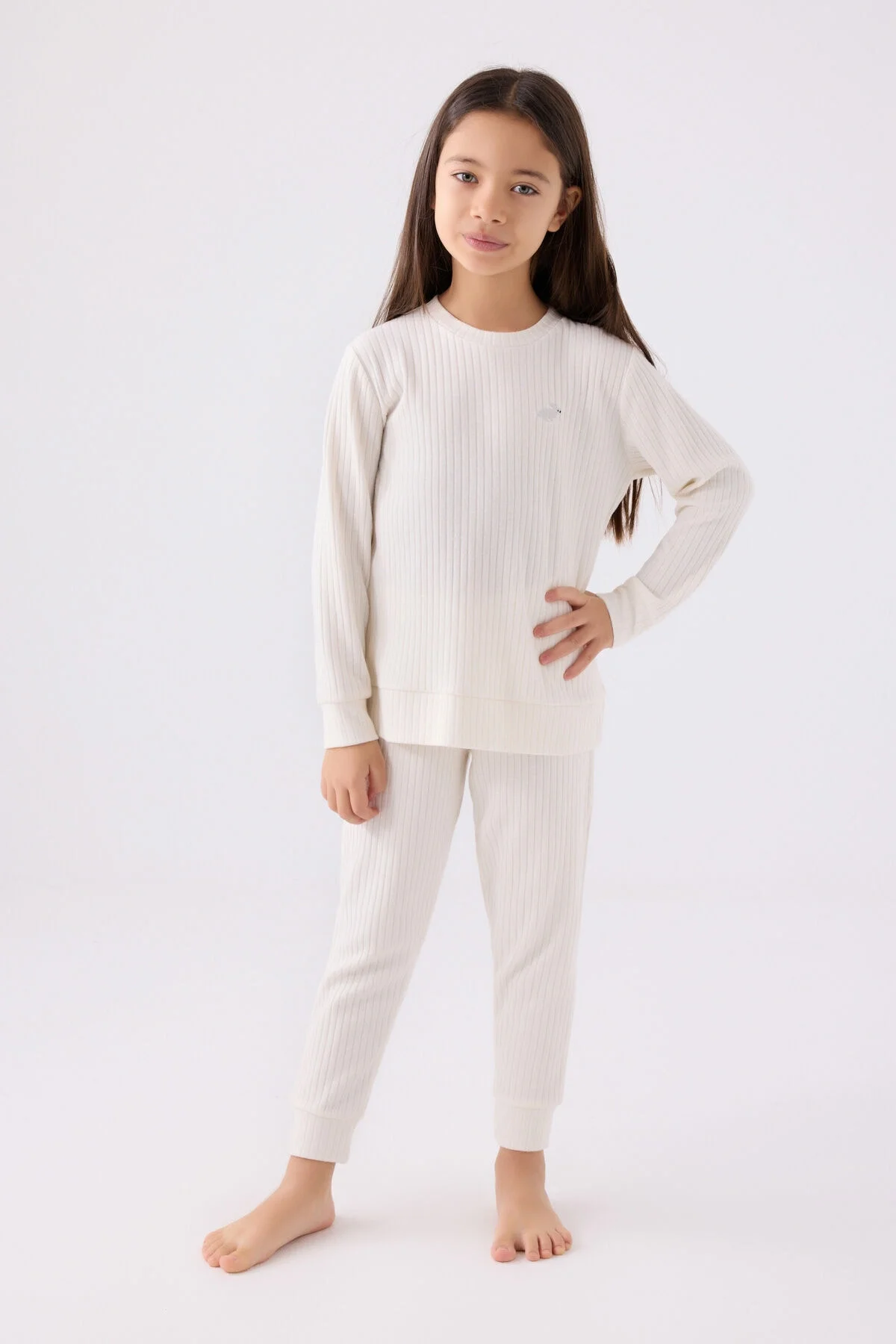 Rolypoly Kız Çocuk Beyaz Pijama Takımı