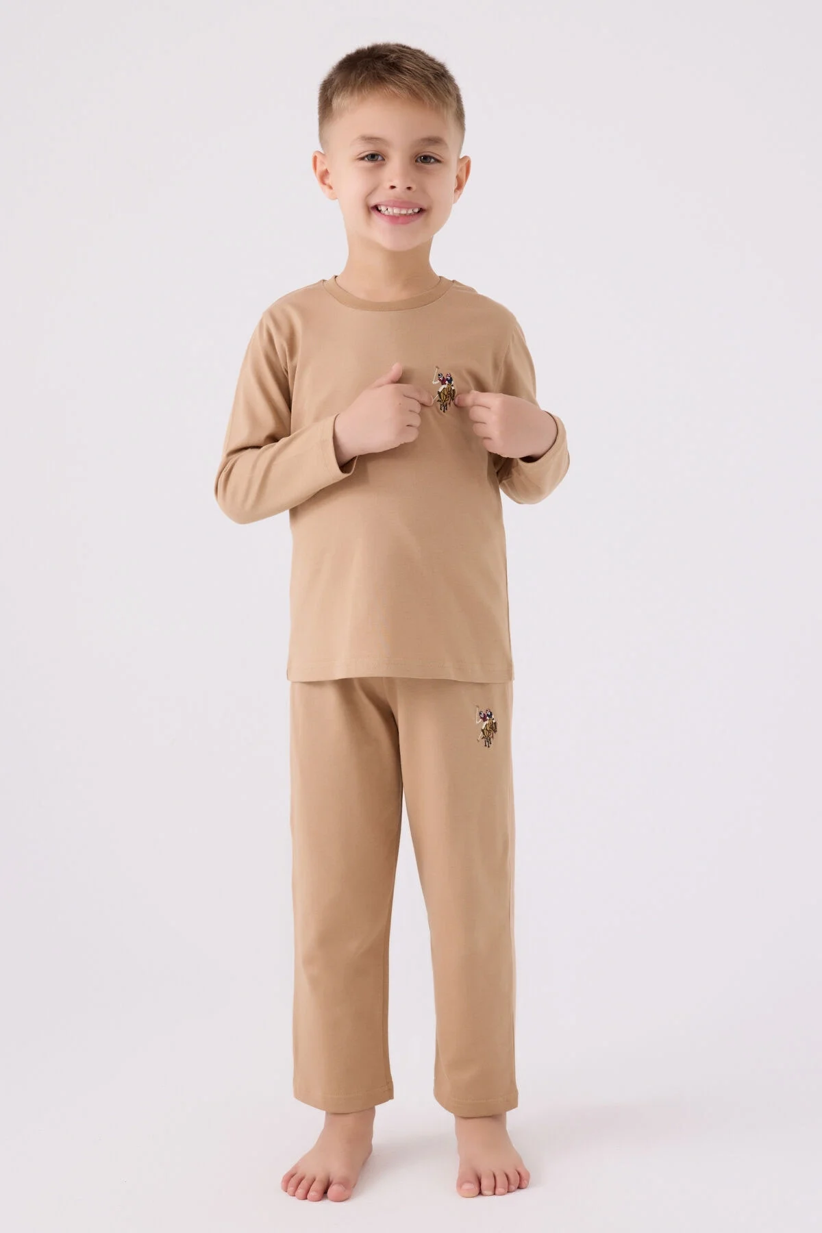 U.S. Polo Assn Erkek Çocuk Kahverengi Pijama Takımı