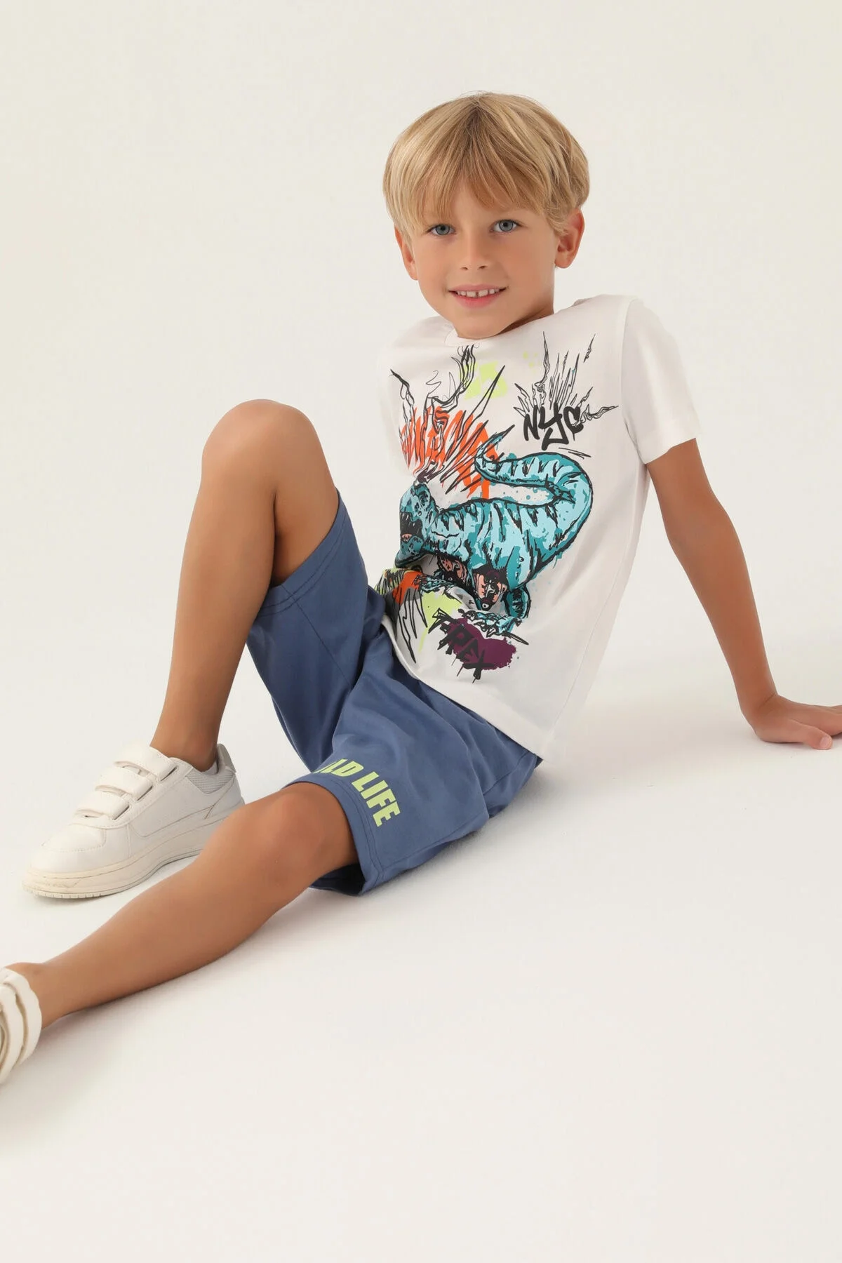 Rolypoly Erkek Çocuk Beyaz Bermuda Takım