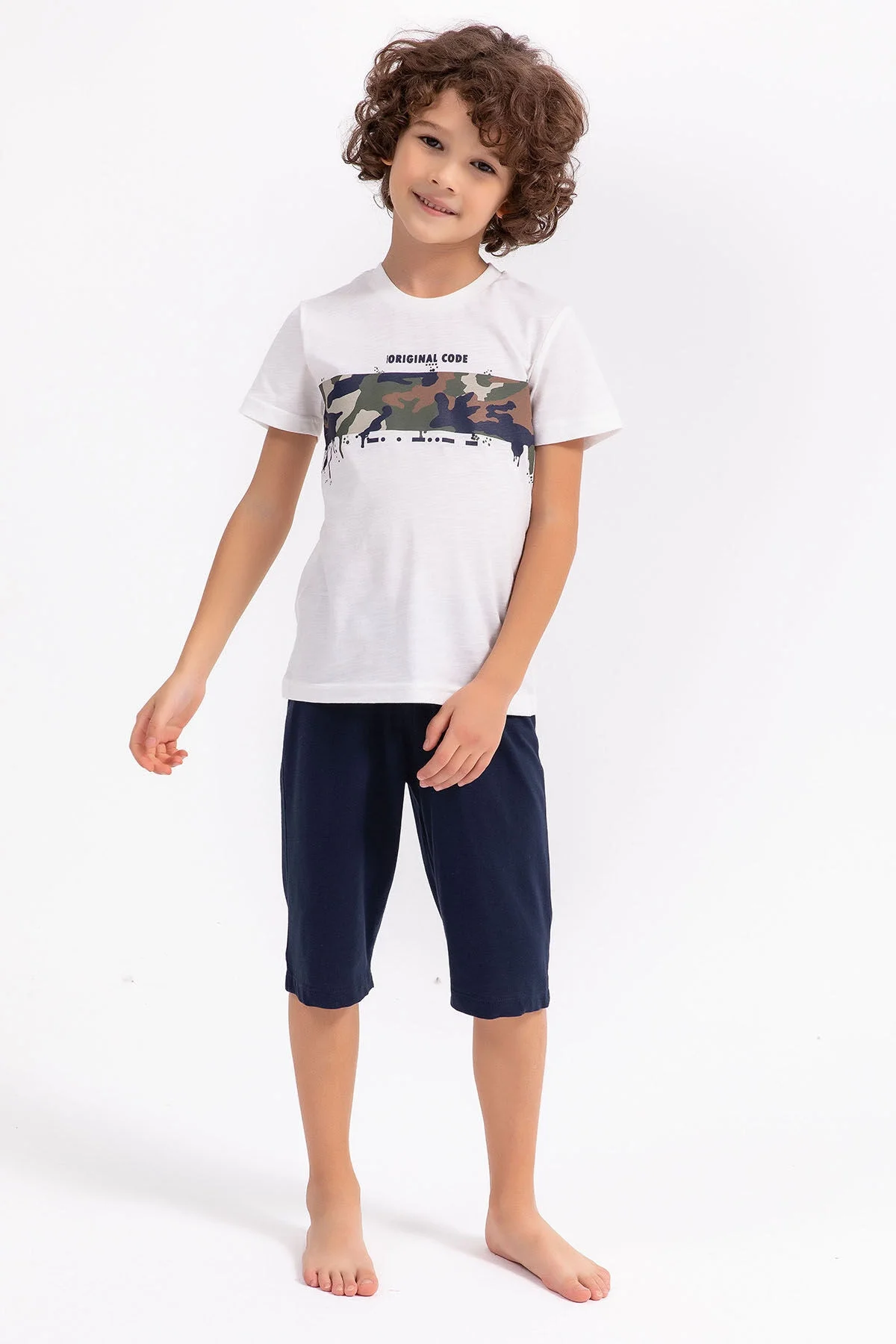 Rolypoly Erkek Çocuk Beyaz Kapri Takım