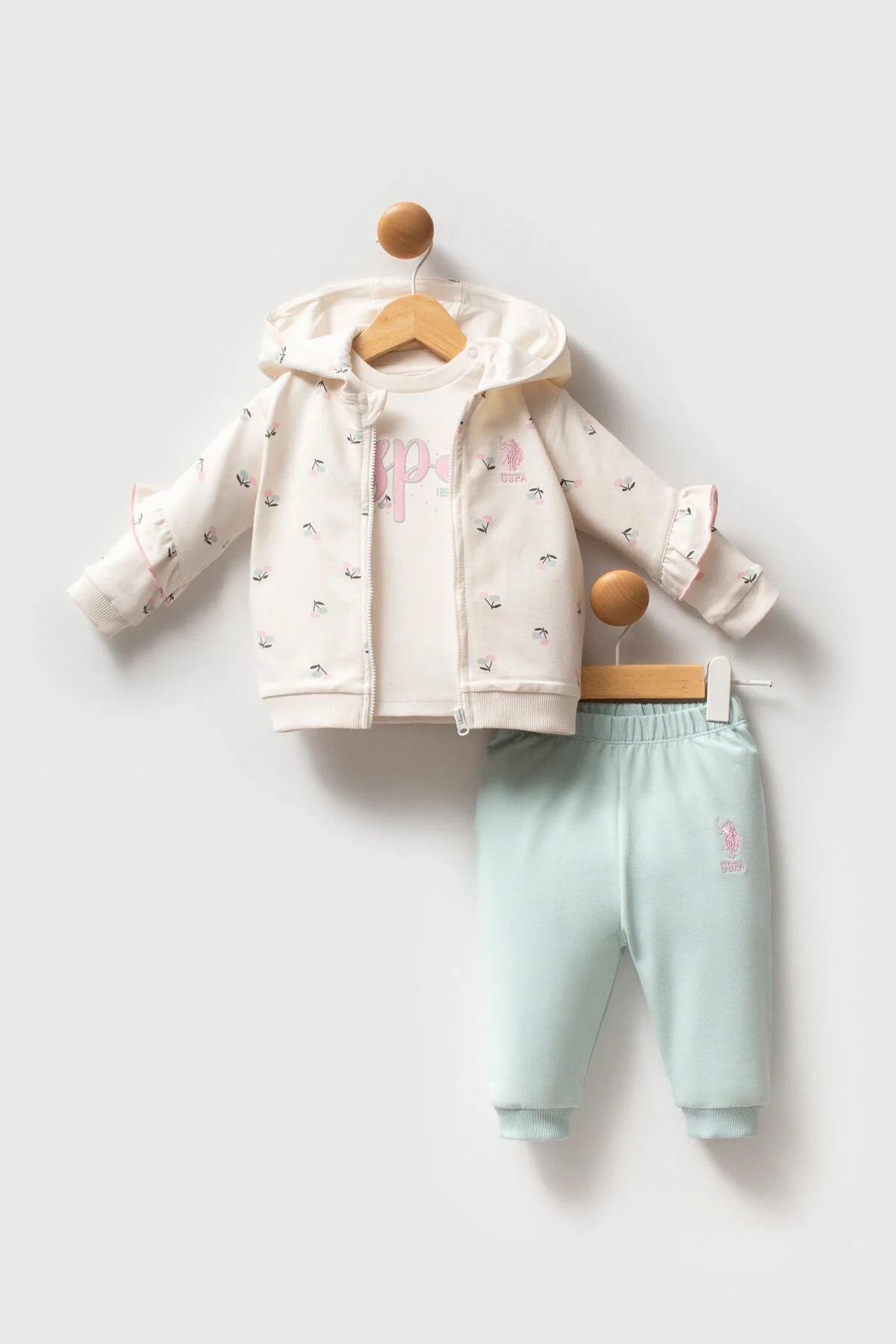 U.S. Polo Assn Kız Bebek Krem Takım