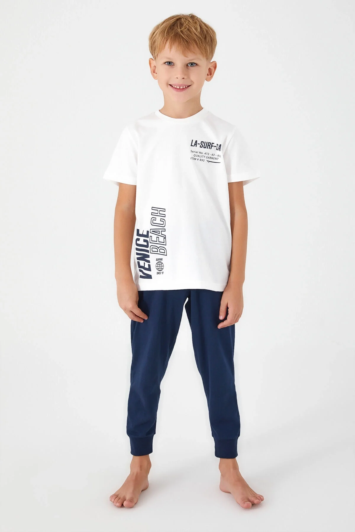 Rolypoly Erkek Çocuk Beyaz Pijama Takımı