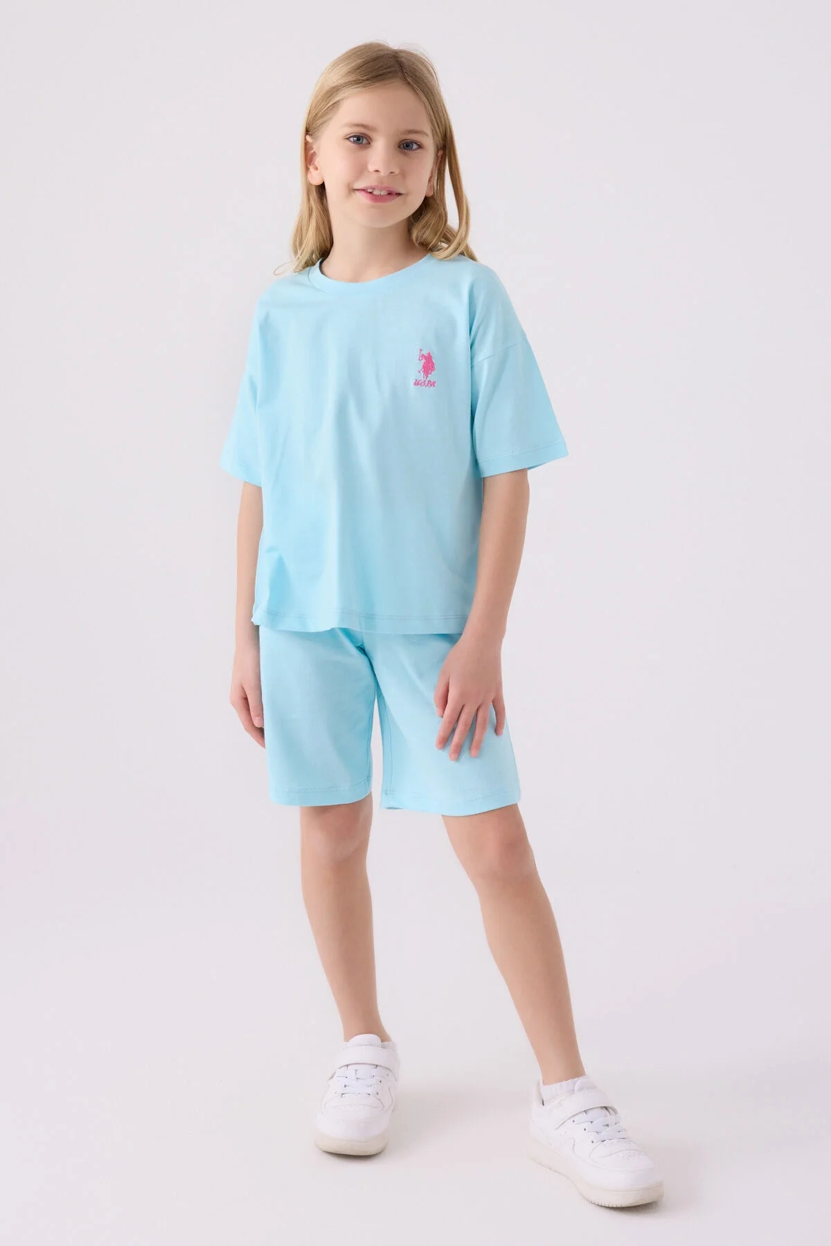 U.S. Polo Assn Kız Çocuk Mavi Bermuda Takım