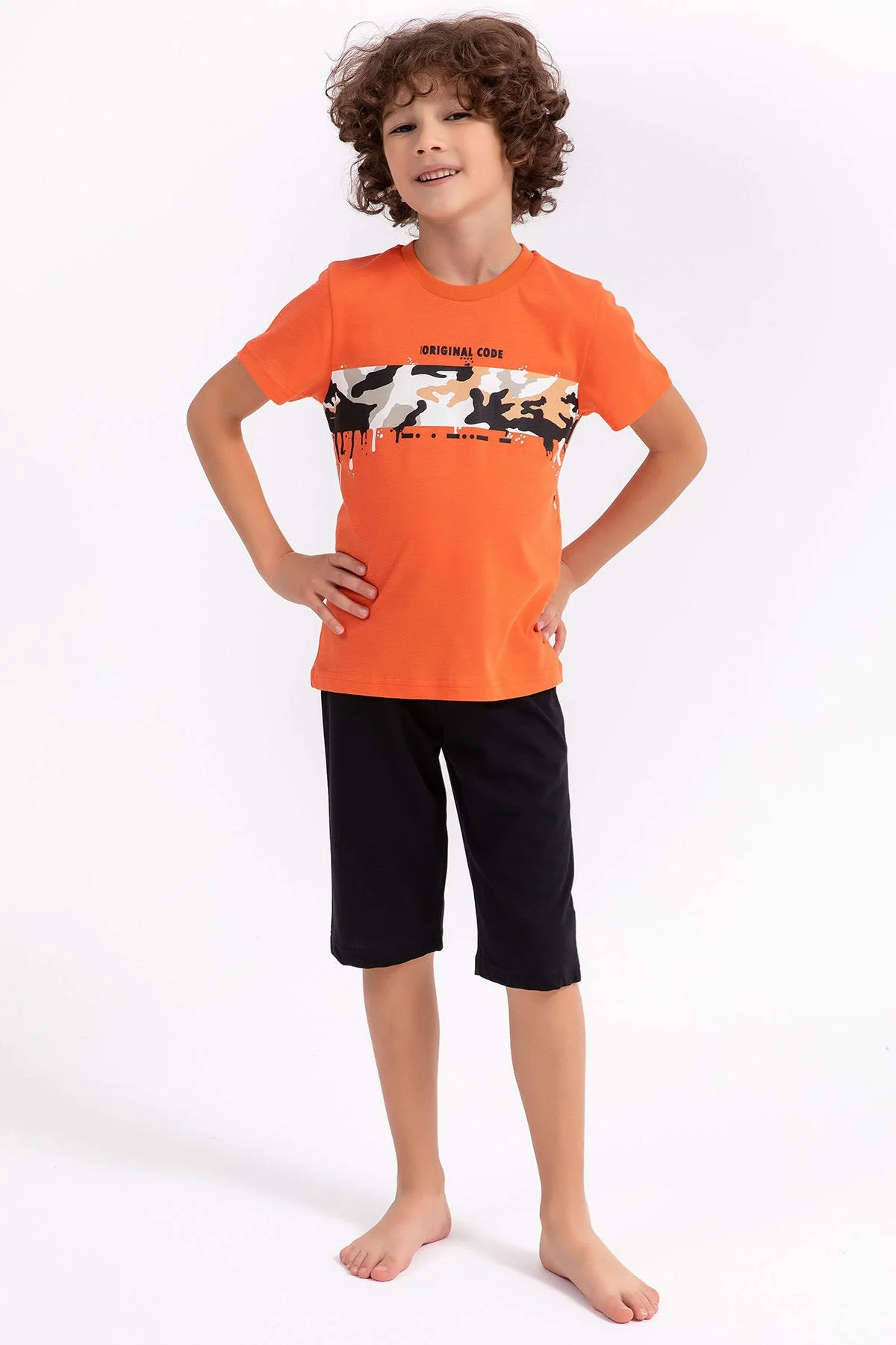 Rolypoly Erkek Çocuk Turuncu Kapri Takım