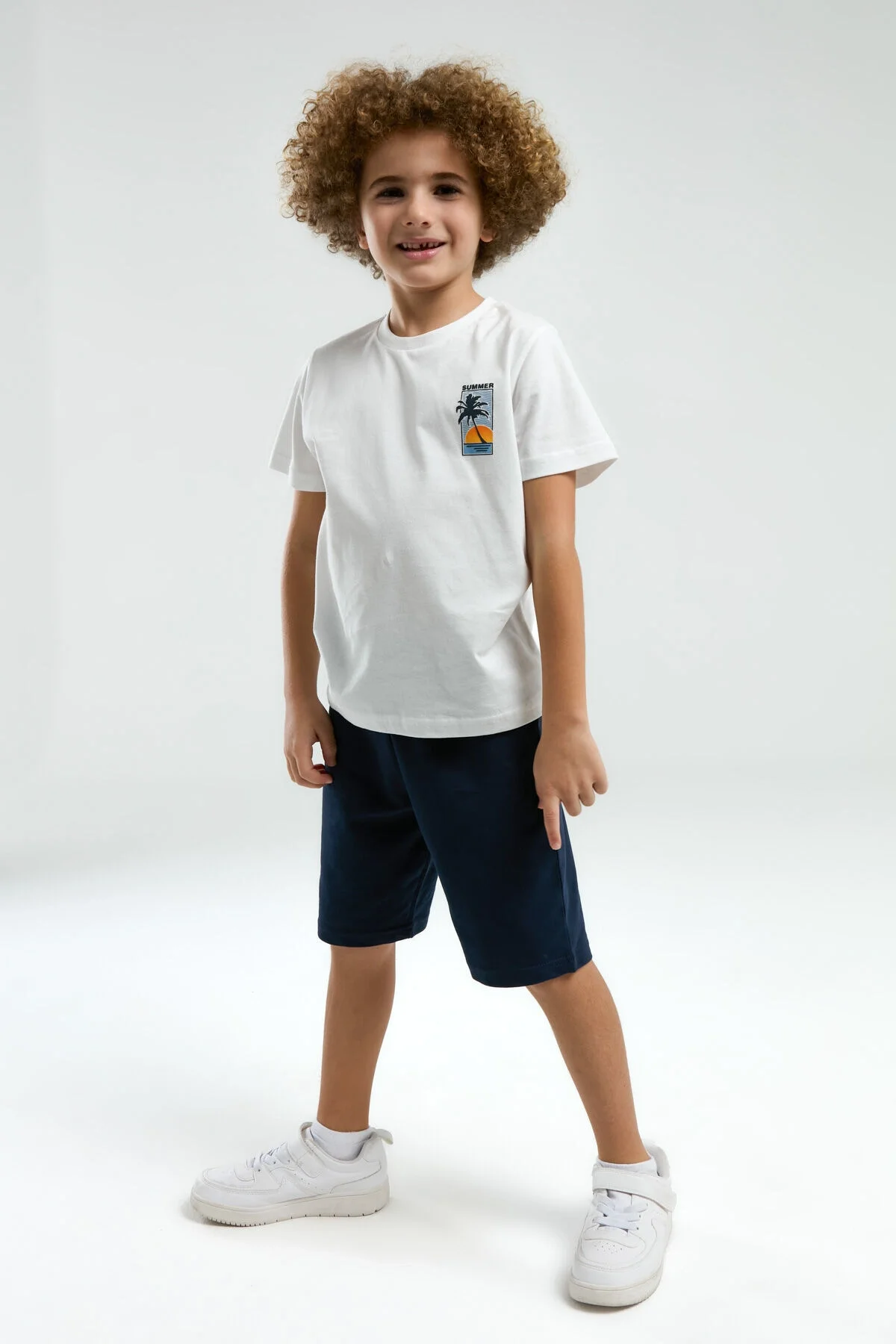 Arnetta Erkek Çocuk Beyaz Bermuda Takım
