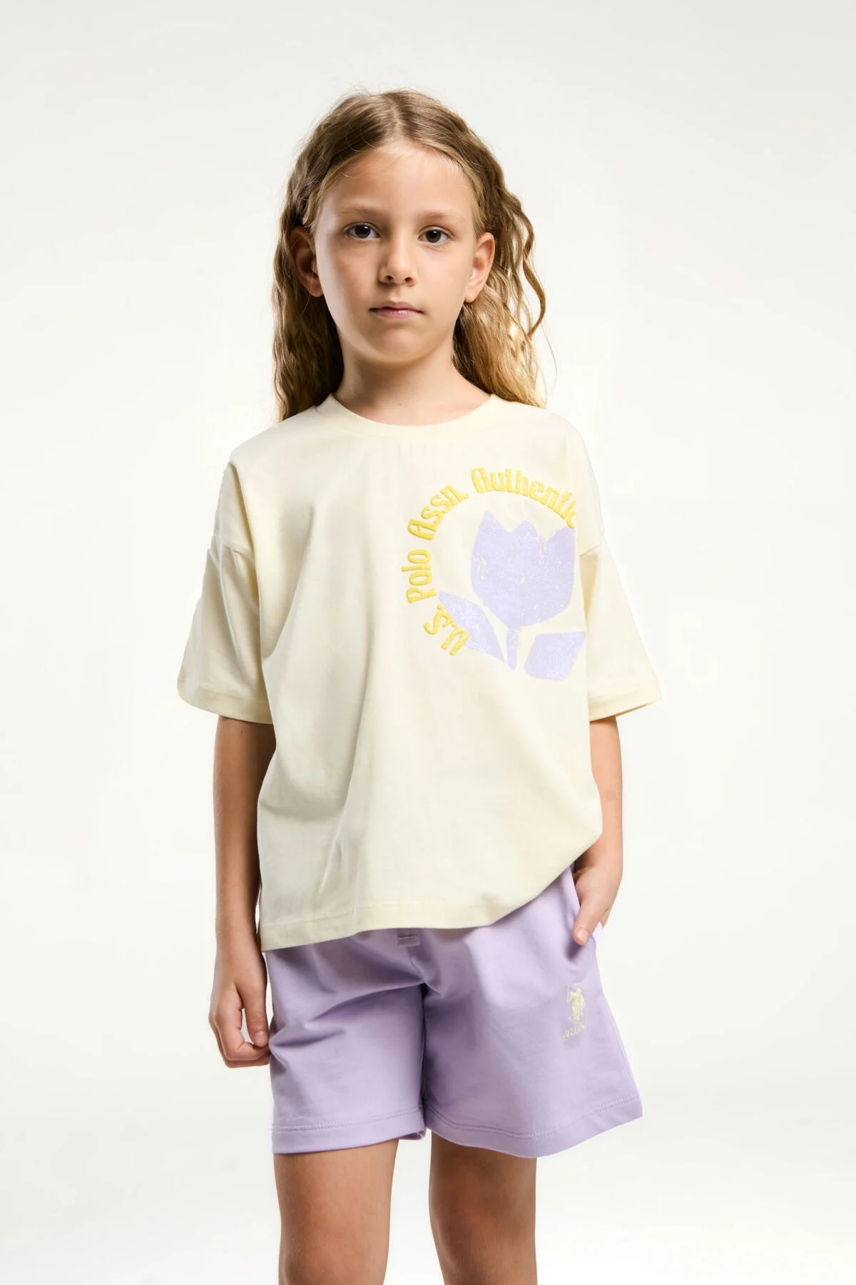 U.S. Polo Assn Kız Çocuk Sarı Şort Takım