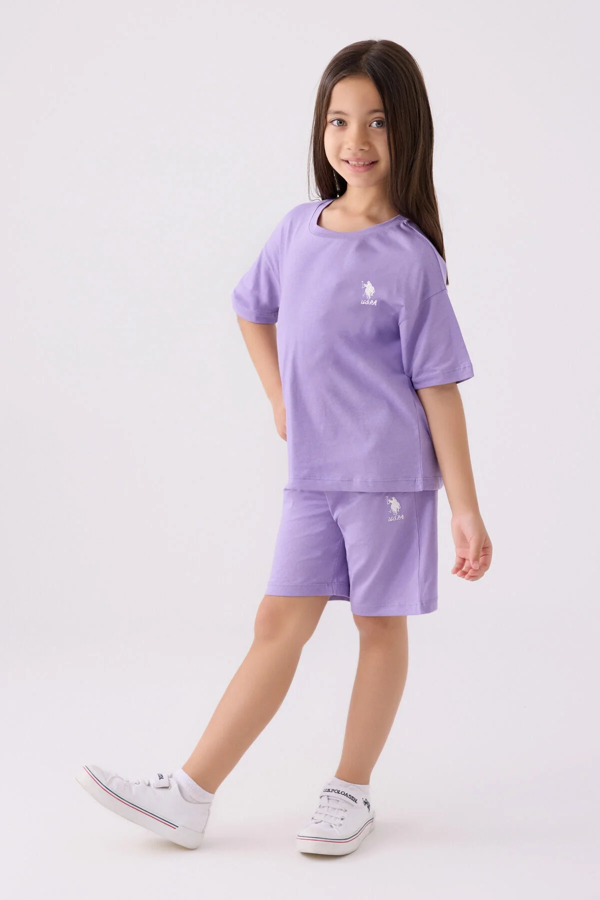 U.S. Polo Assn Kız Çocuk Mor Bermuda Takım